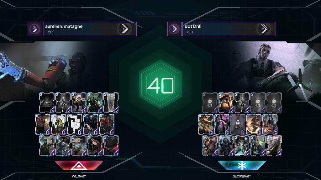Match loading overlay showing the player and ally decks before the Mulligan.