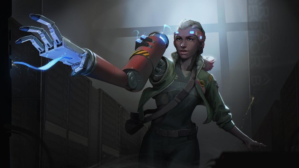 HYVE Hacker Spike extending a mechanical arm in a cyberpunk setting.