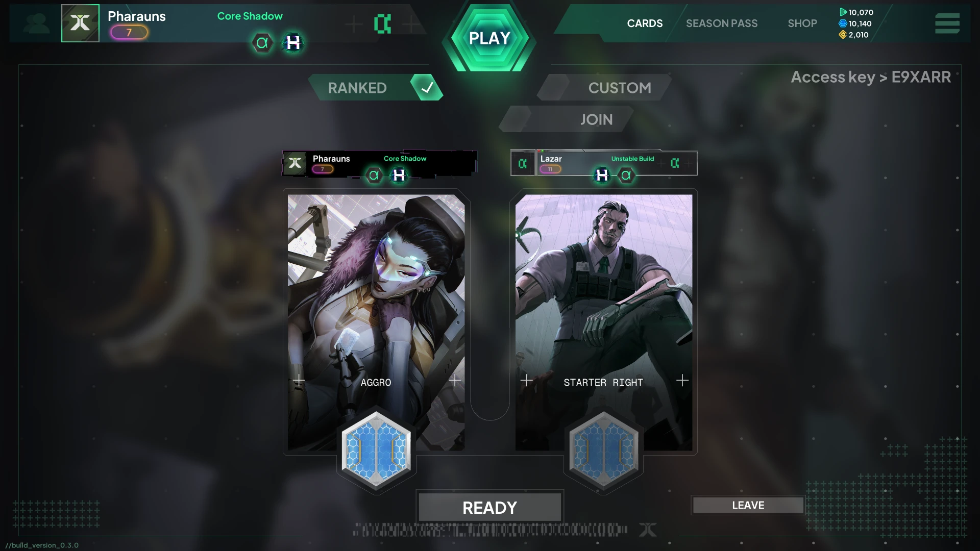 HYVE 2v2 lobby showing two Hackers ready to team up.
