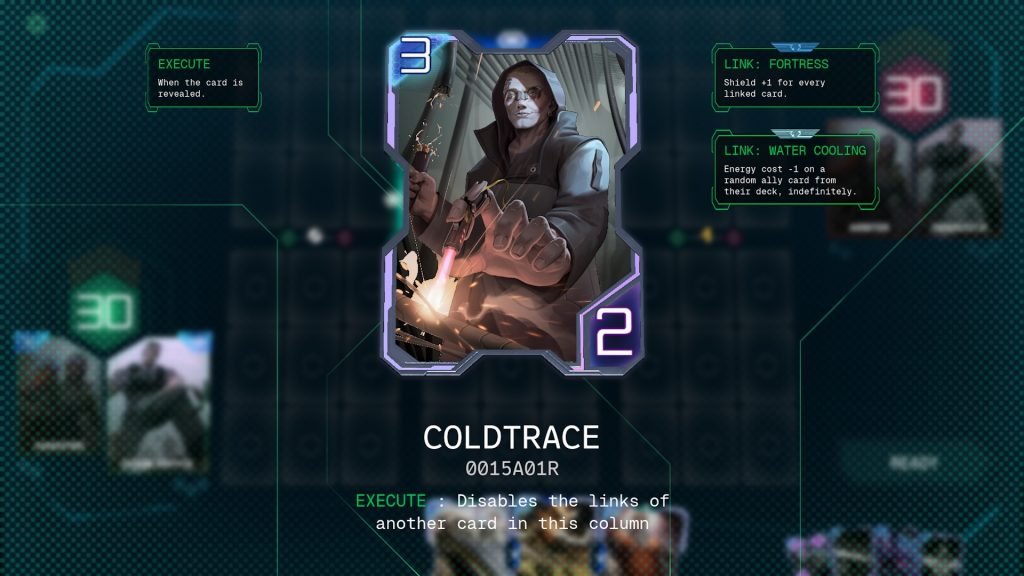 English HYVE card tooltips explaining Execute and the Fortress and Water Cooling links.