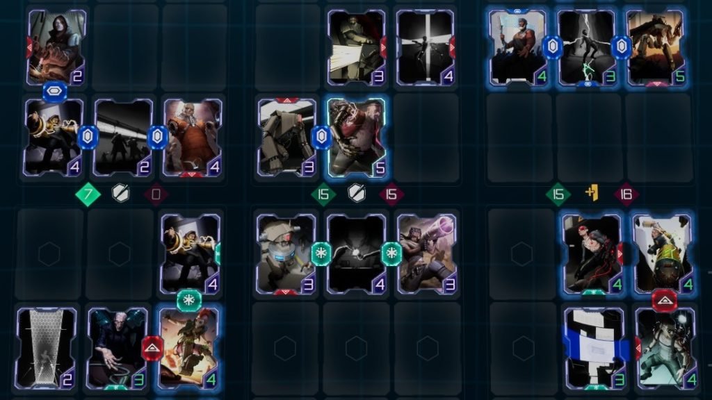 HYVE battlefield showing visual links between cards.